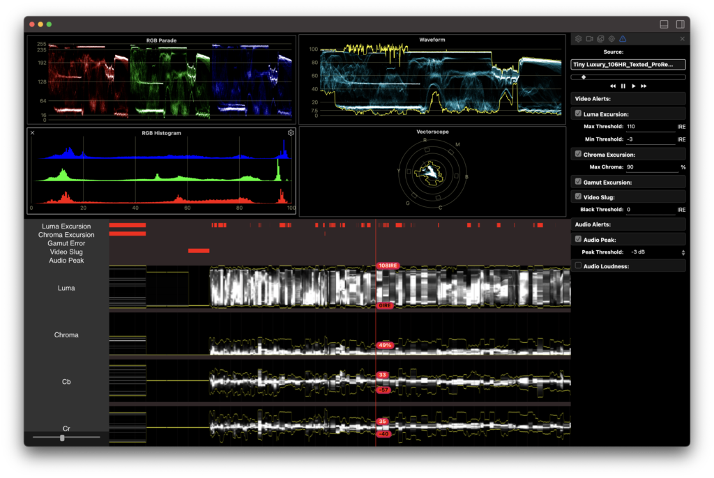 Timeline view file based QC